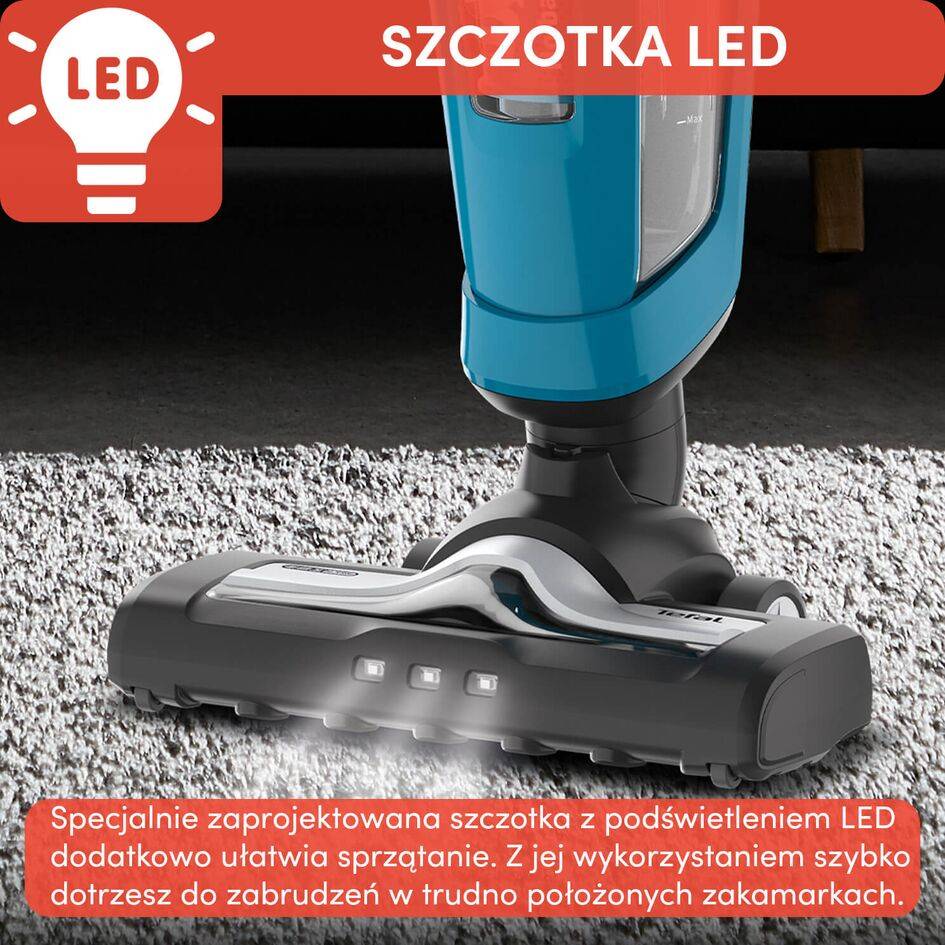 Odkurzacz bezprzewodowy, Tefal Dual Force, 2 w 1, 75 min, kompaktowy