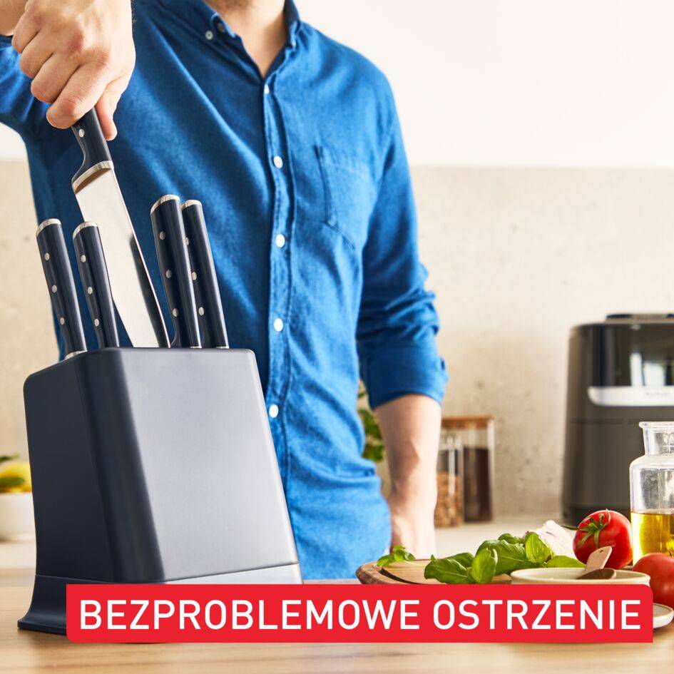 EverSharp 5-elementowy zestaw noży i blok na noże ze wbudowaną ostrzałką