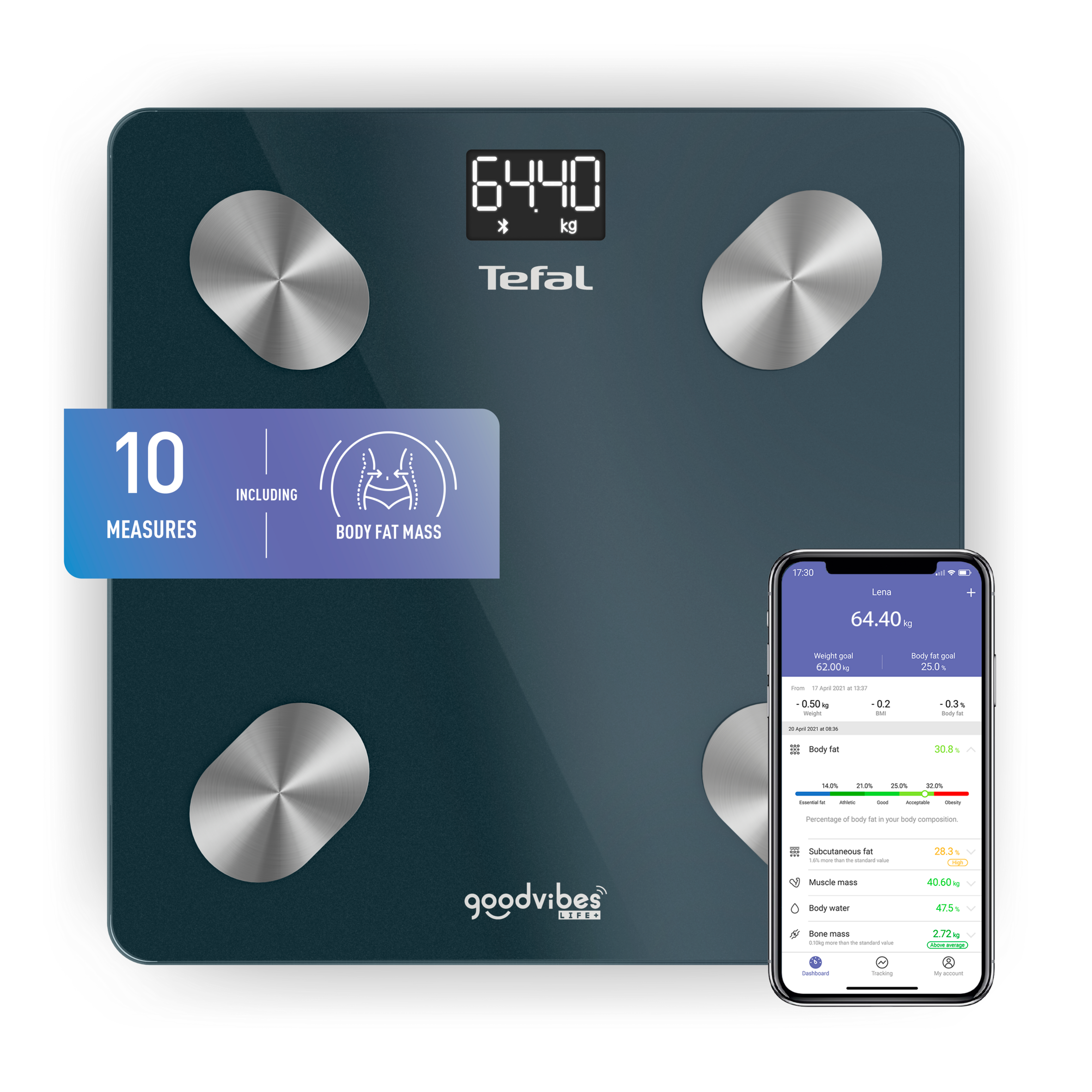 Waga łazienkowa Tefal Goodvibes Life+, analityczna, aplikacja