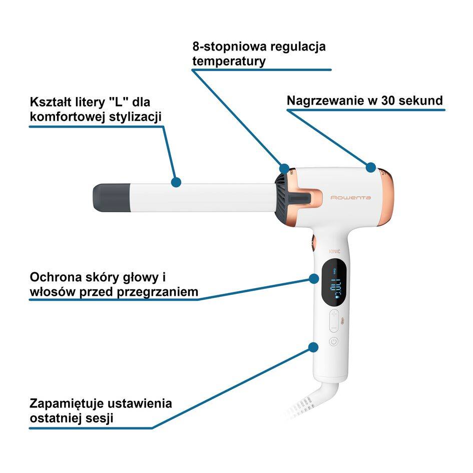 Lokówka do włosów, Rowenta Ultimate, jonizacja, zimny nadmuch, wyświetlacz