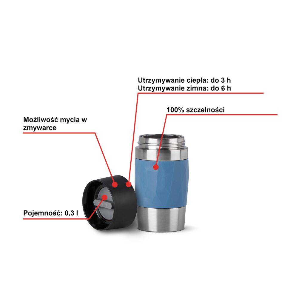 Kubek termiczny TEFAL TRAVEL MUG COMPACT 0.3L niebieski