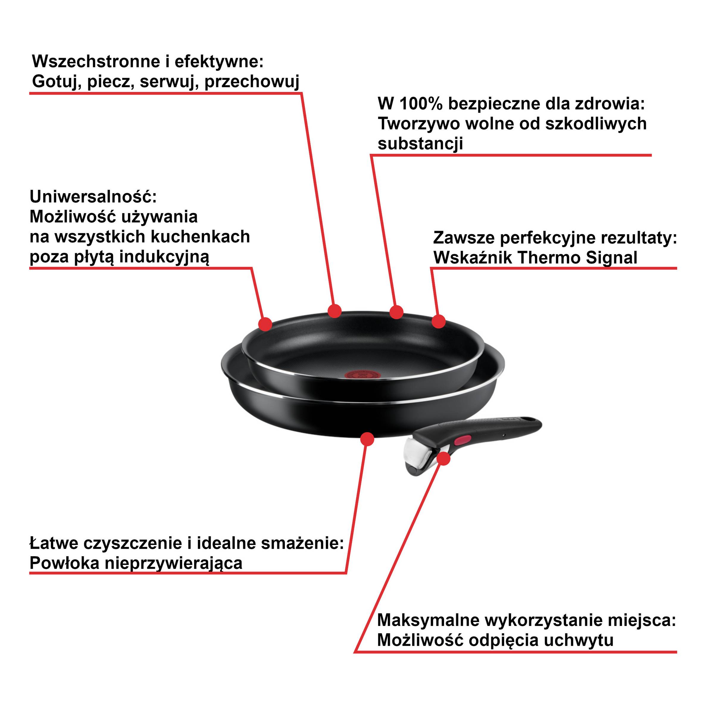 Zestaw patelni TEFAL INGENIO EASY COOK&CLEAN - 3 elementy