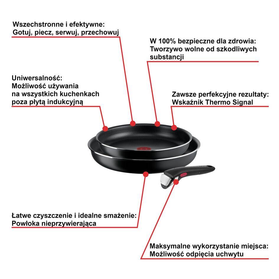 Zestaw patelni TEFAL INGENIO EASY COOK&CLEAN - 3 elementy