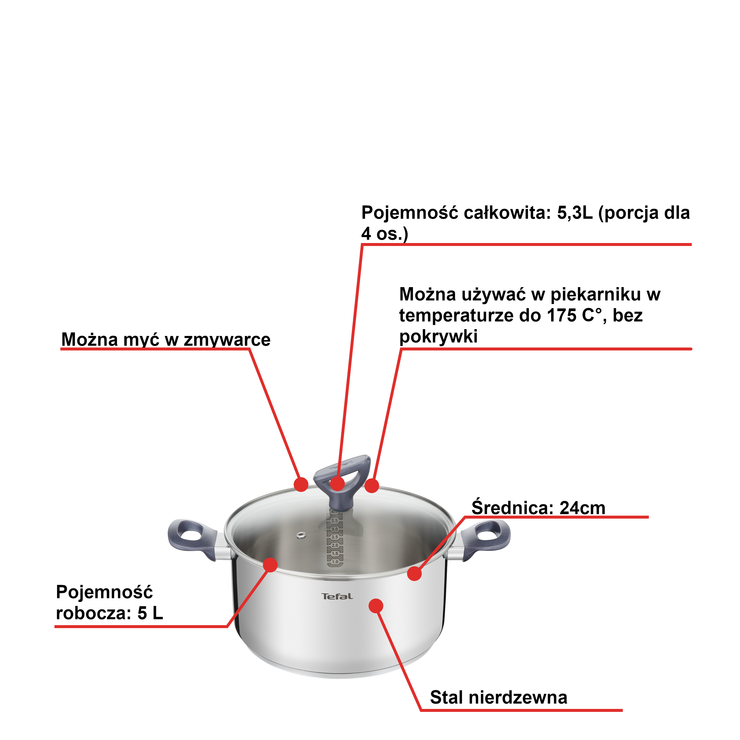 Garnek TEFAL DAILY COOK 24cm (5,3l)+pokrywka 