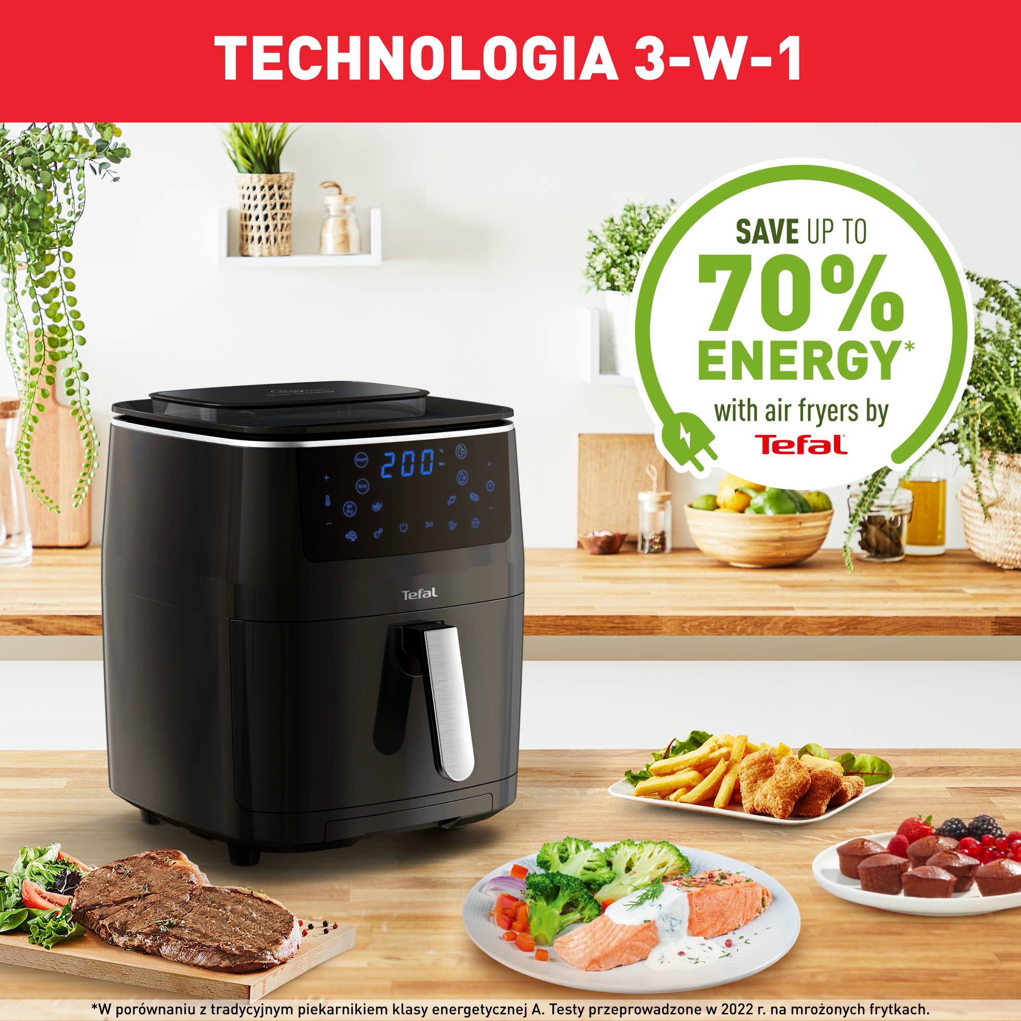 Frytkownica beztłuszczowa, Tefal Easy Fry Grill&Steam FW2018, funkcja grilla, gotowanie na parze