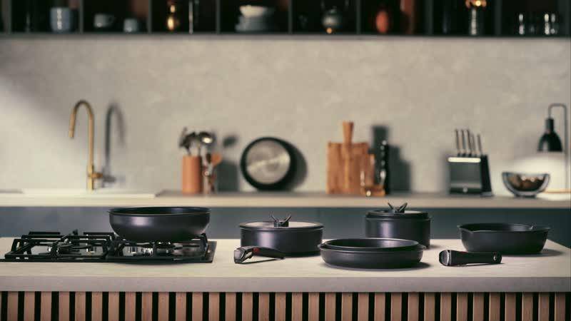 Zestaw naczyń Ingenio Excellence+ 3 elementy, możliwość układania w stos, powłoka nieprzywierająca, kompatybilne z indukcją