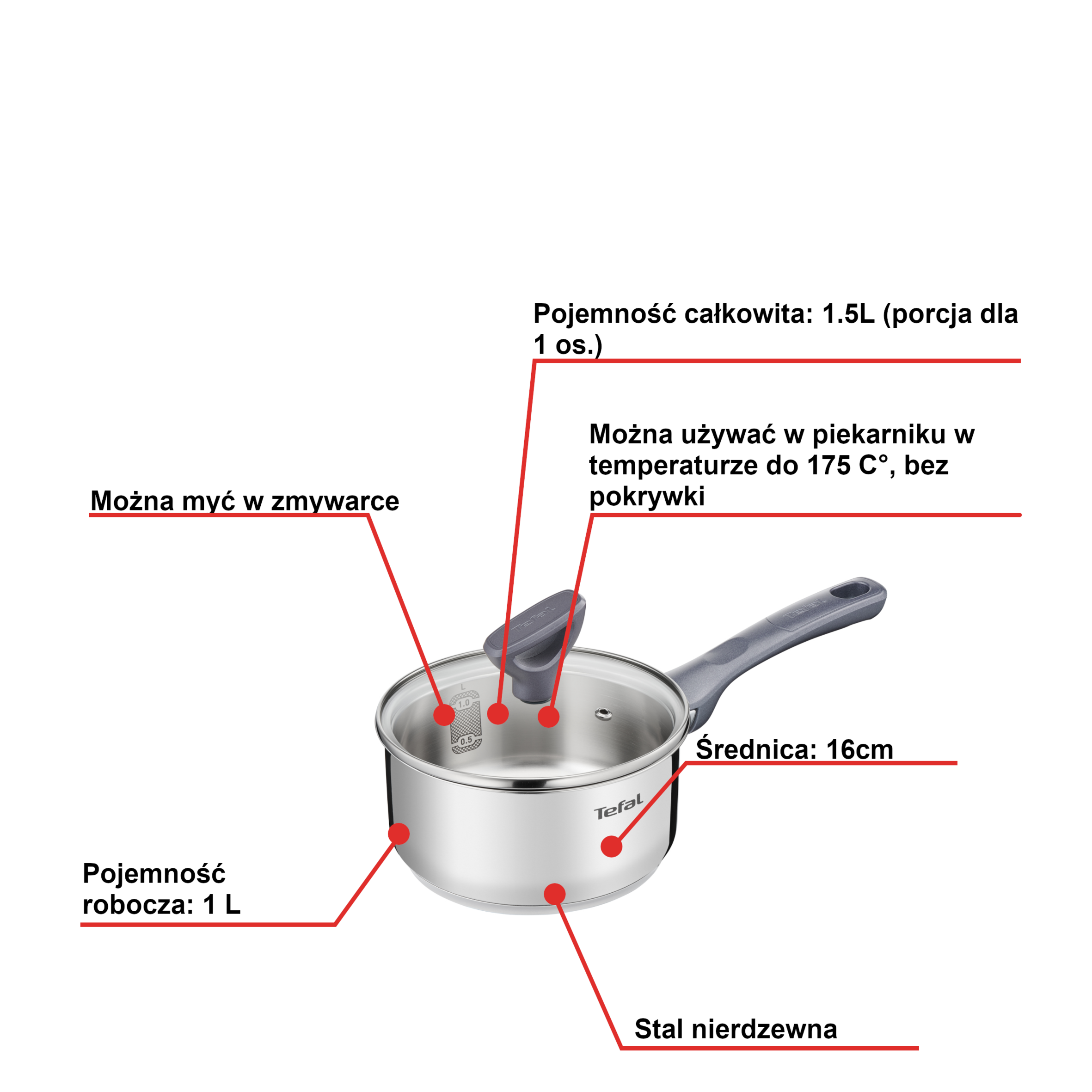 Rondel TEFAL DAILY COOK 16cm (1.5l)+pokrywka