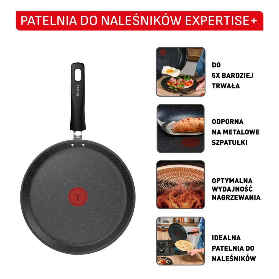 Patelnia do naleśników Expertise+ 25 cm, wysokowydajna powłoka nieprzywierająca, kompatybilna z indukcją