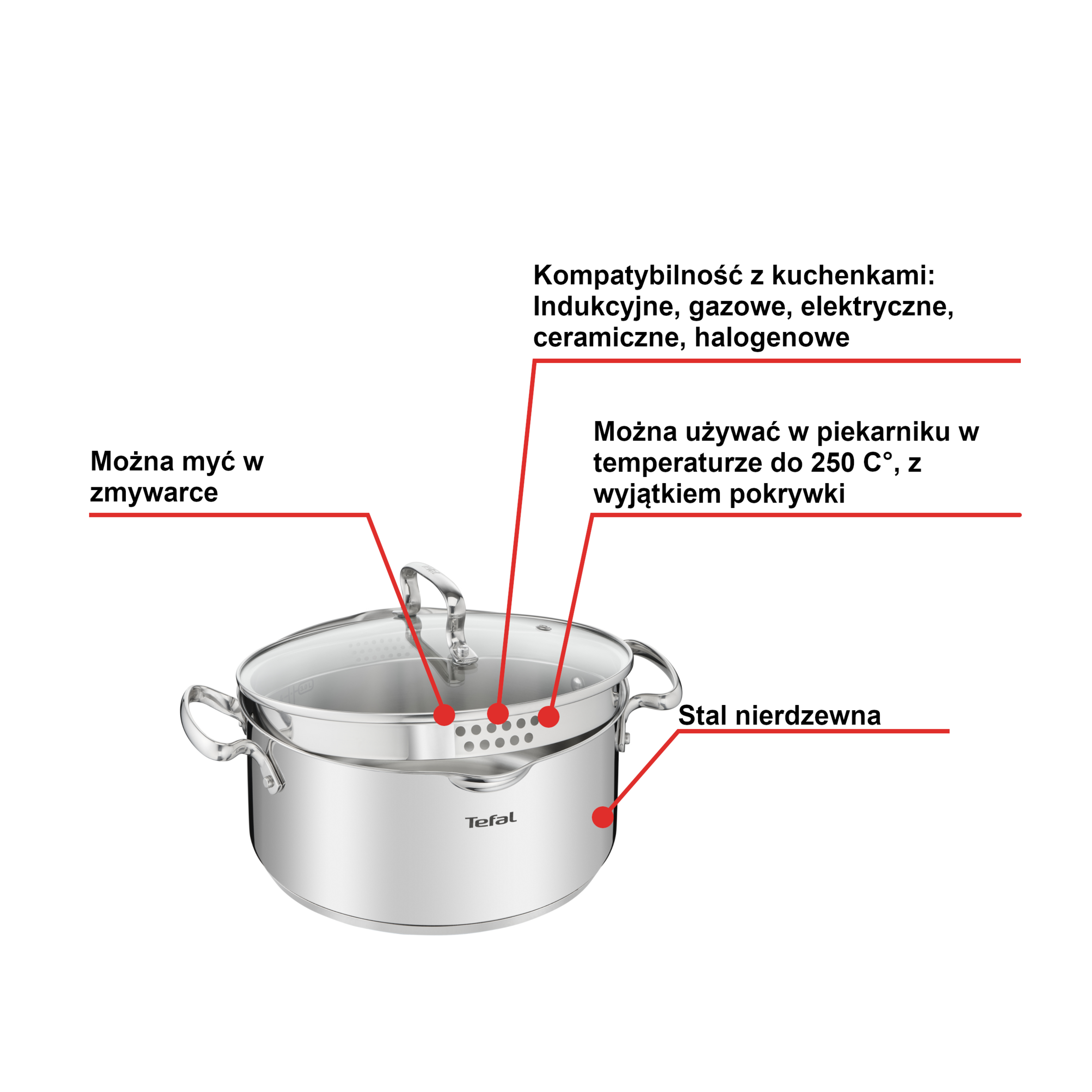 Garnek, Tefal Duetto+, 5L, 24cm, pokrywka