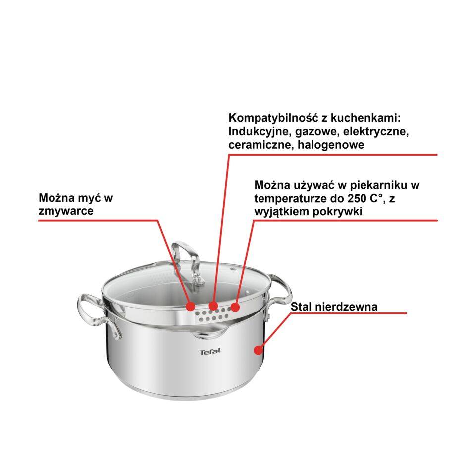 Garnek, Tefal Duetto+, 5L, 24cm, pokrywka