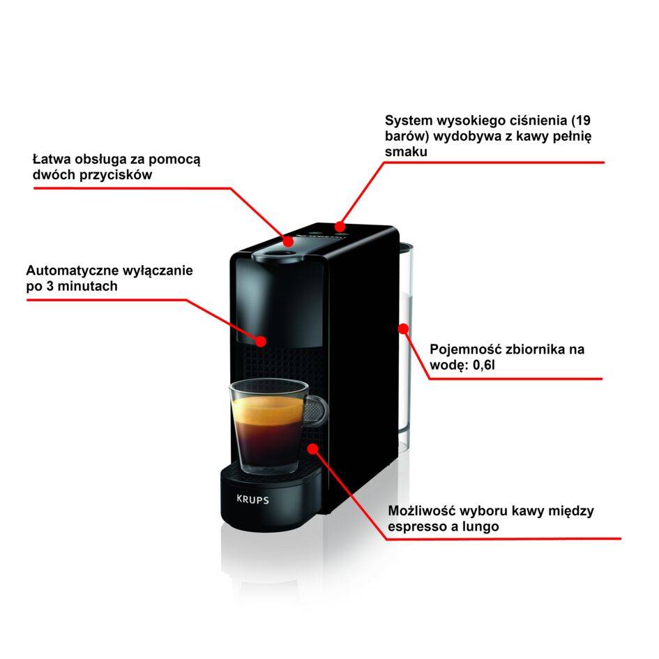 Ekspres kapsułkowy KRUPS NESPRESSO XN1108 ESSENZA MINI czarny