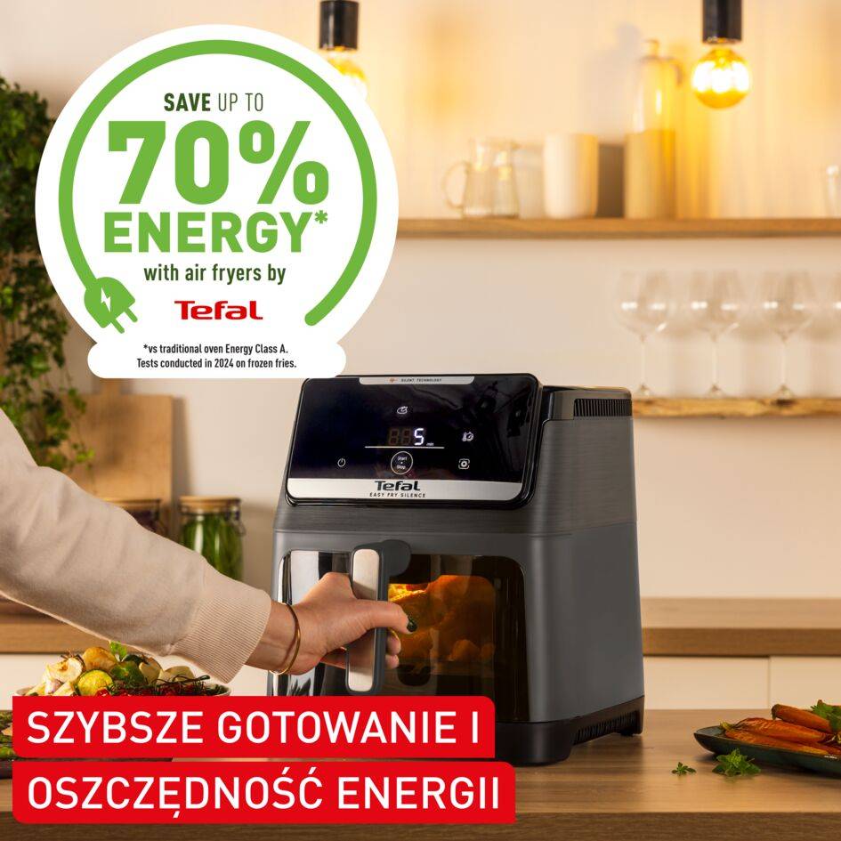 Easy Fry Silence 7 L, cicha i kompaktowa frytkownica beztłuszczowa ze zdejmowanym frontem