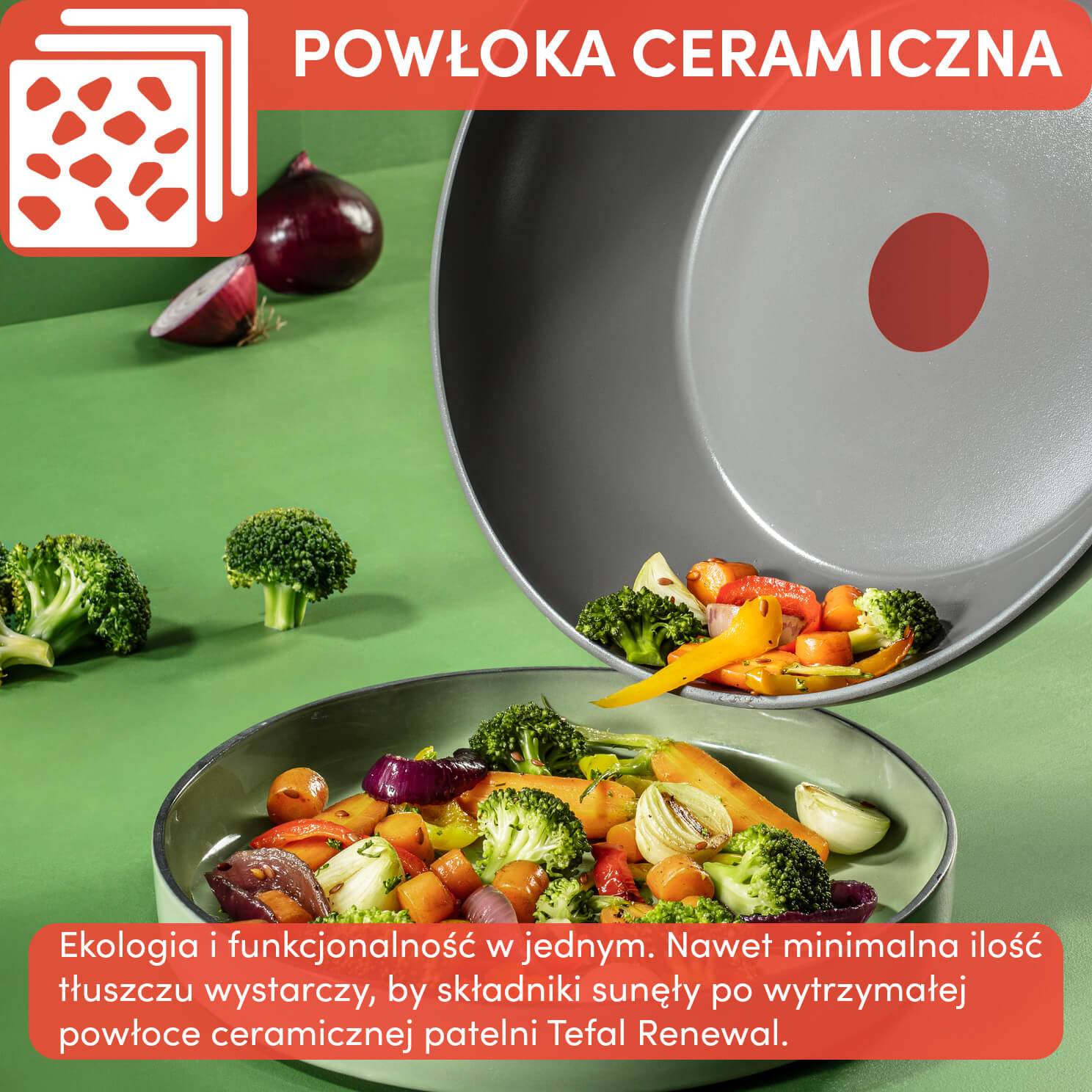 Patelnia ceramiczna wok TEFAL RENEWAL 28cm
