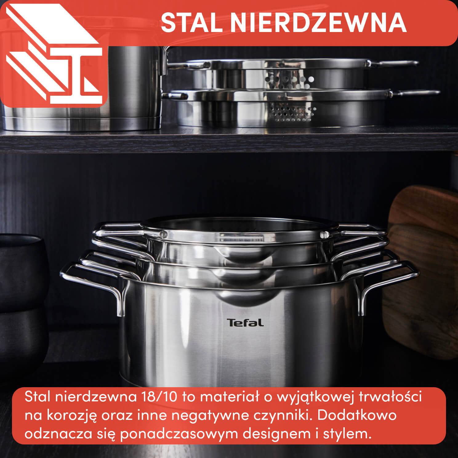 Zestaw garnków z pokrywkami TEFAL NORDICA- 10 elementów