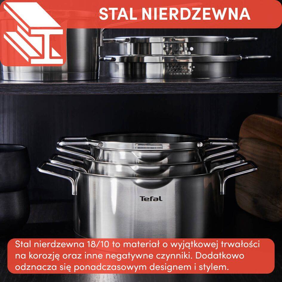 Zestaw garnków z pokrywkami TEFAL NORDICA- 10 elementów