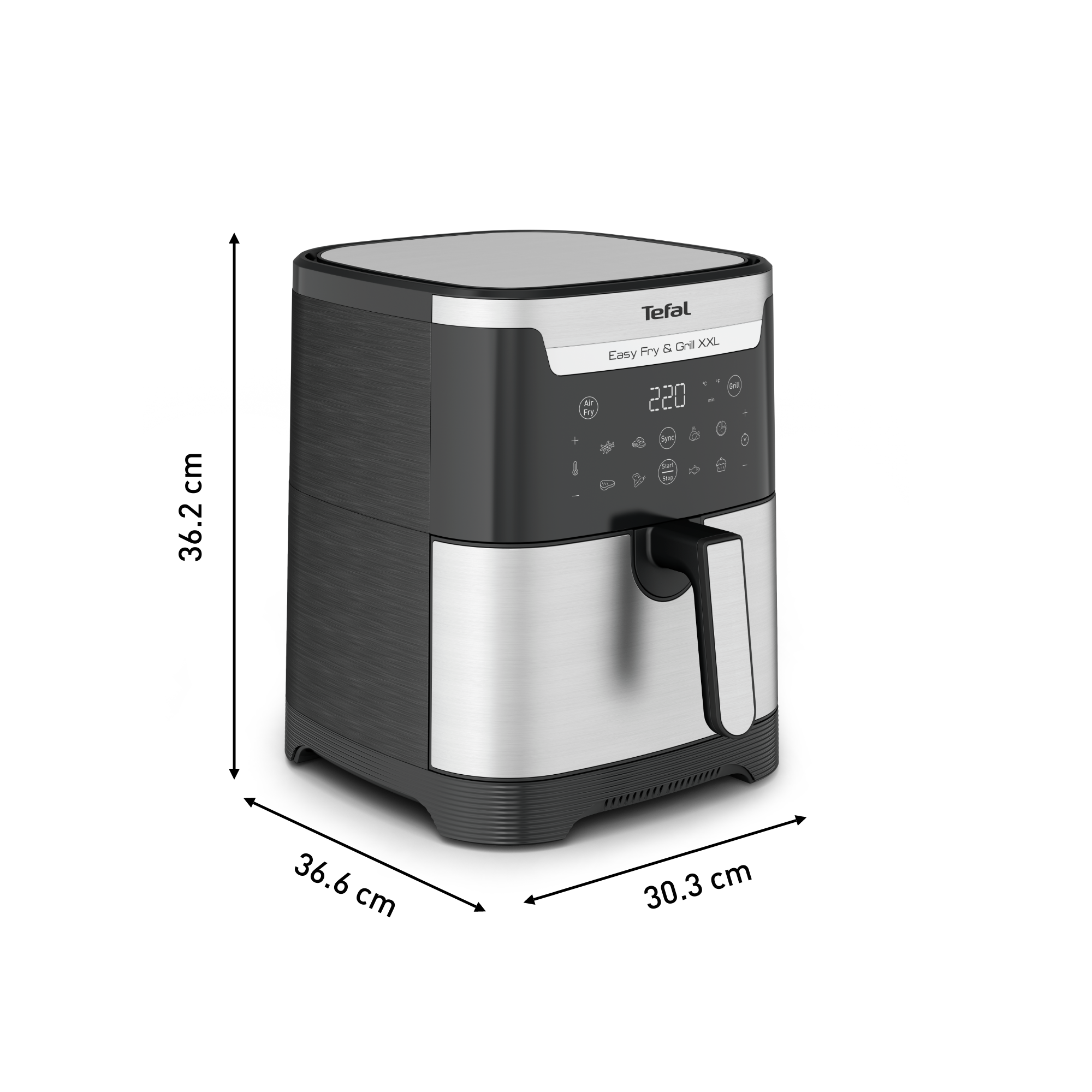 Frytkownica beztłuszczowa, Tefal Easy Fry&Grill XXL EY801D, pojemność 6,5 l, funkcja grilla