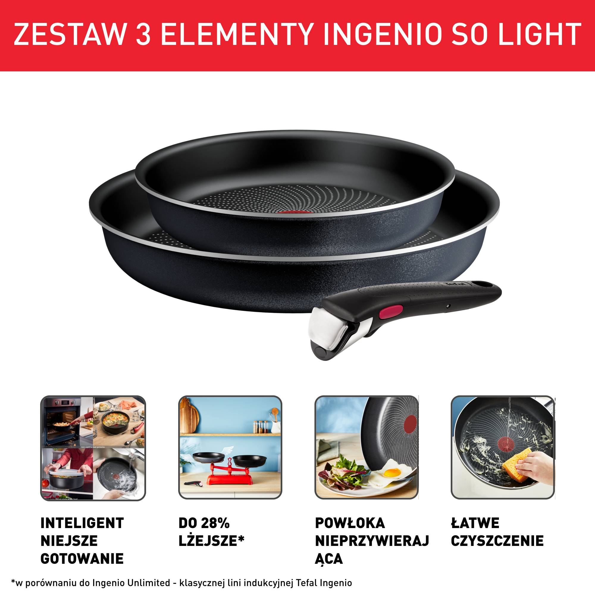 Zestaw patelni TEFAL INGENIO SO'LIGHT - 3 elementy