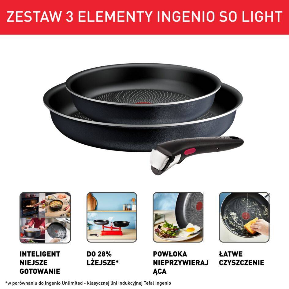 Zestaw patelni TEFAL INGENIO SO'LIGHT - 3 elementy