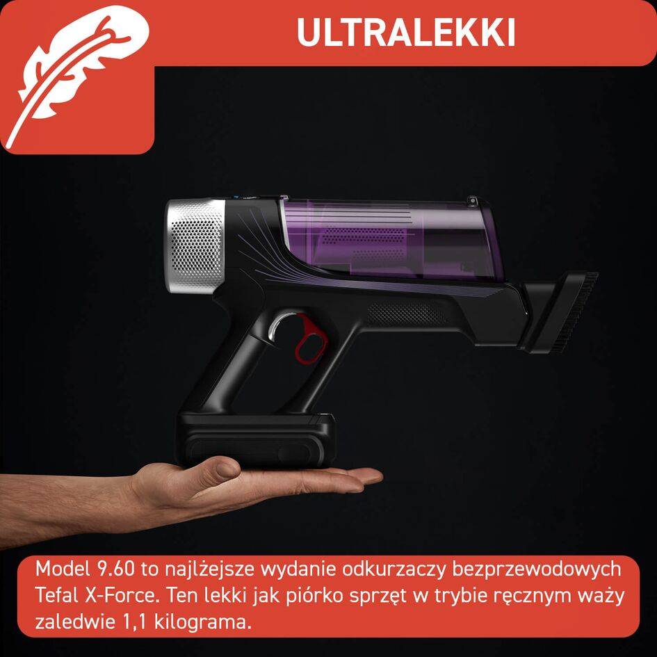 Odkurzacz bezprzewodowy, Tefal X-Force Flex 9.60, 100 AW, 45 min, lekki