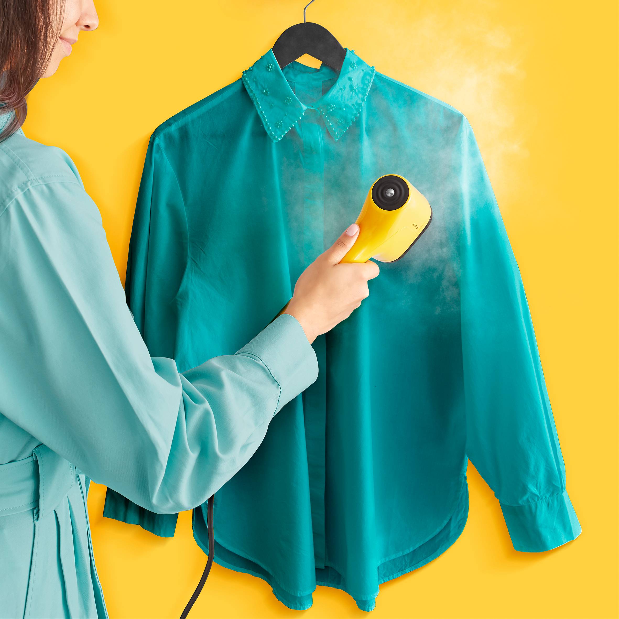 Parownica do ubrań, Tefal Pure Pop, kompaktowa, 1300 W, żółta