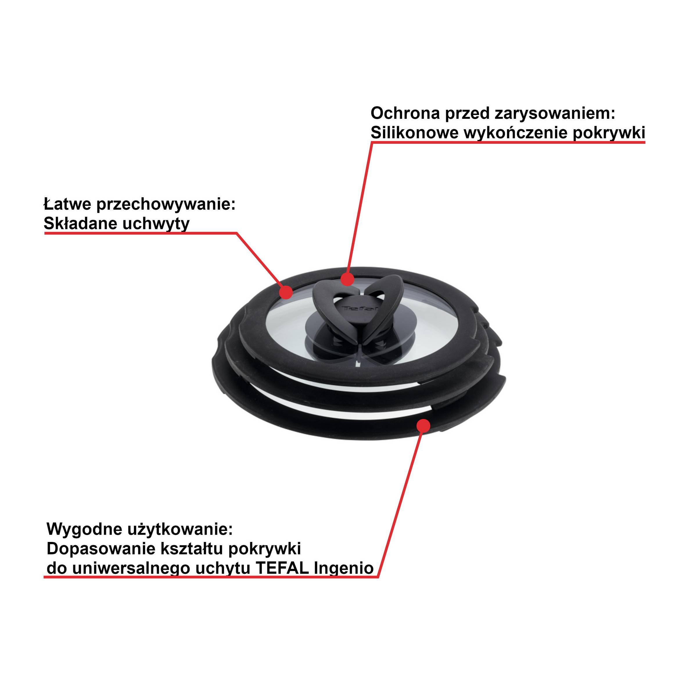 Zestaw szklanych pokrywek TEFAL INGENIO 16/18/20 cm