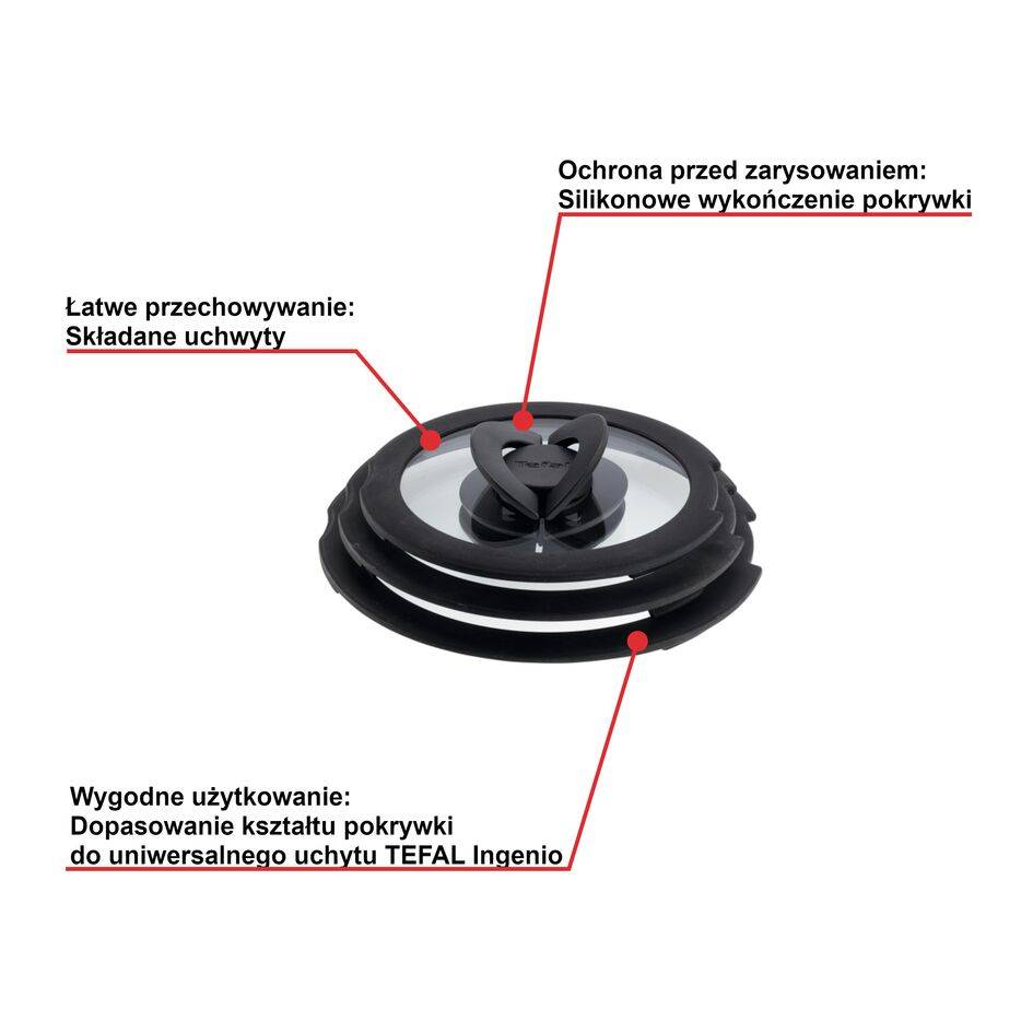 Zestaw szklanych pokrywek TEFAL INGENIO 16/18/20 cm