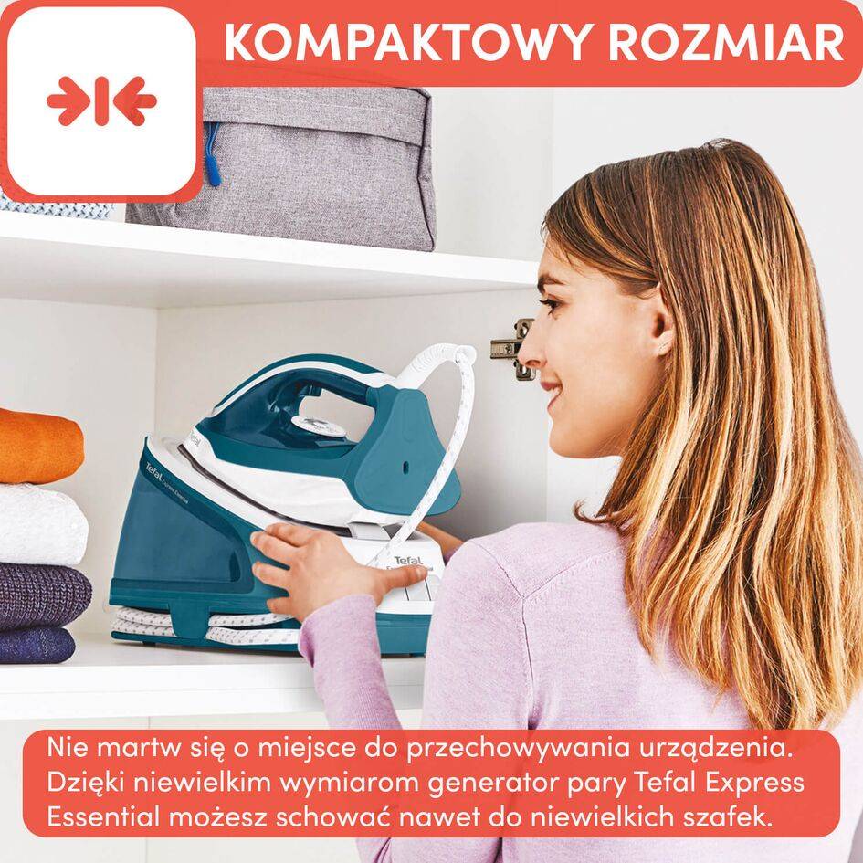 Generator pary, Tefal Express Essential, 120 g/min, 5,2 bar, prasowanie w pionie