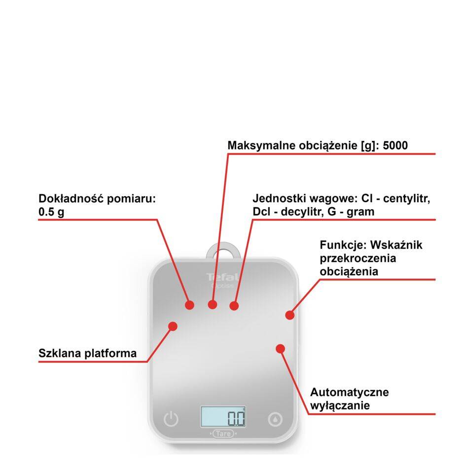 Waga kuchenna TEFAL OPTISS 5kg srebrna