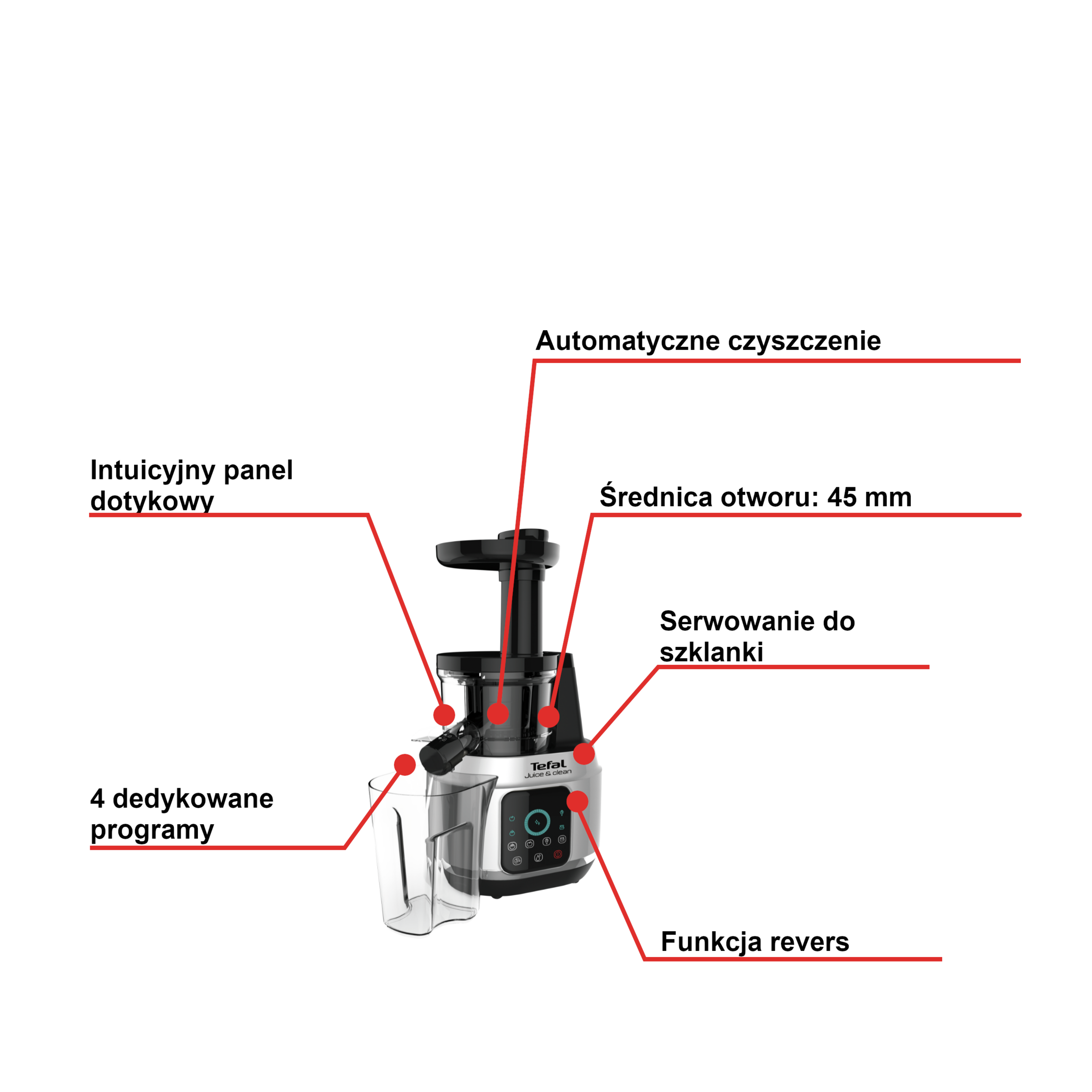 Wyciskarka wolnoobrotowa TEFAL JUICE&CLEAN ZC420E38