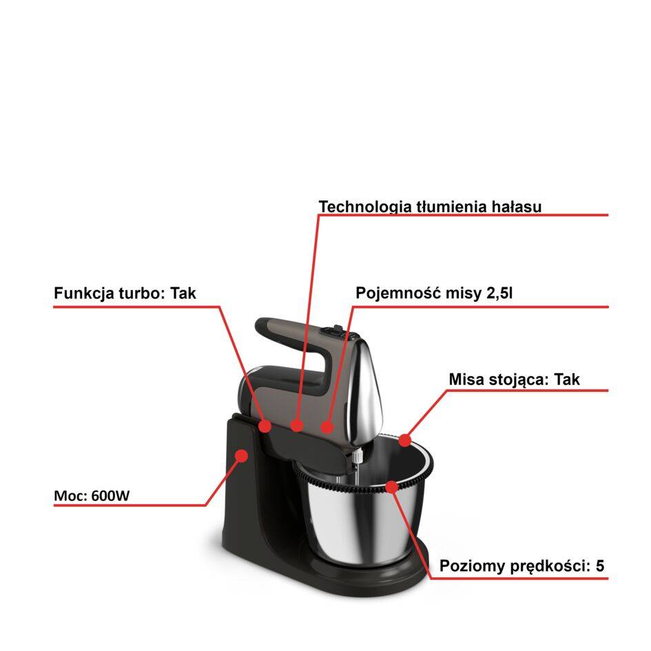 Mikser z misą TEFAL POWERMIX SILENCE HT654E