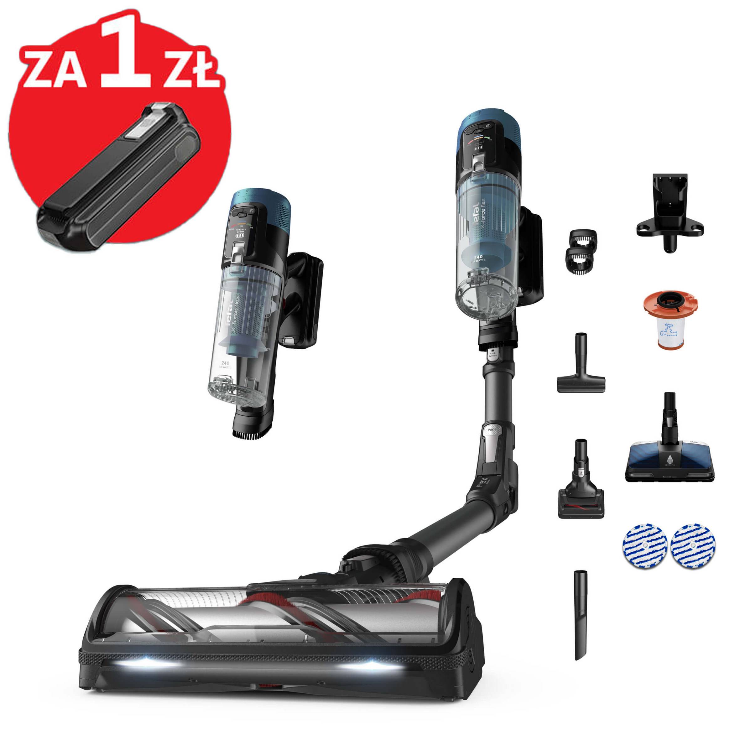 Odkurzacz bezprzewodowy, Tefal X-Force Flex 14.80, 240 AW, 120 min, mopowanie