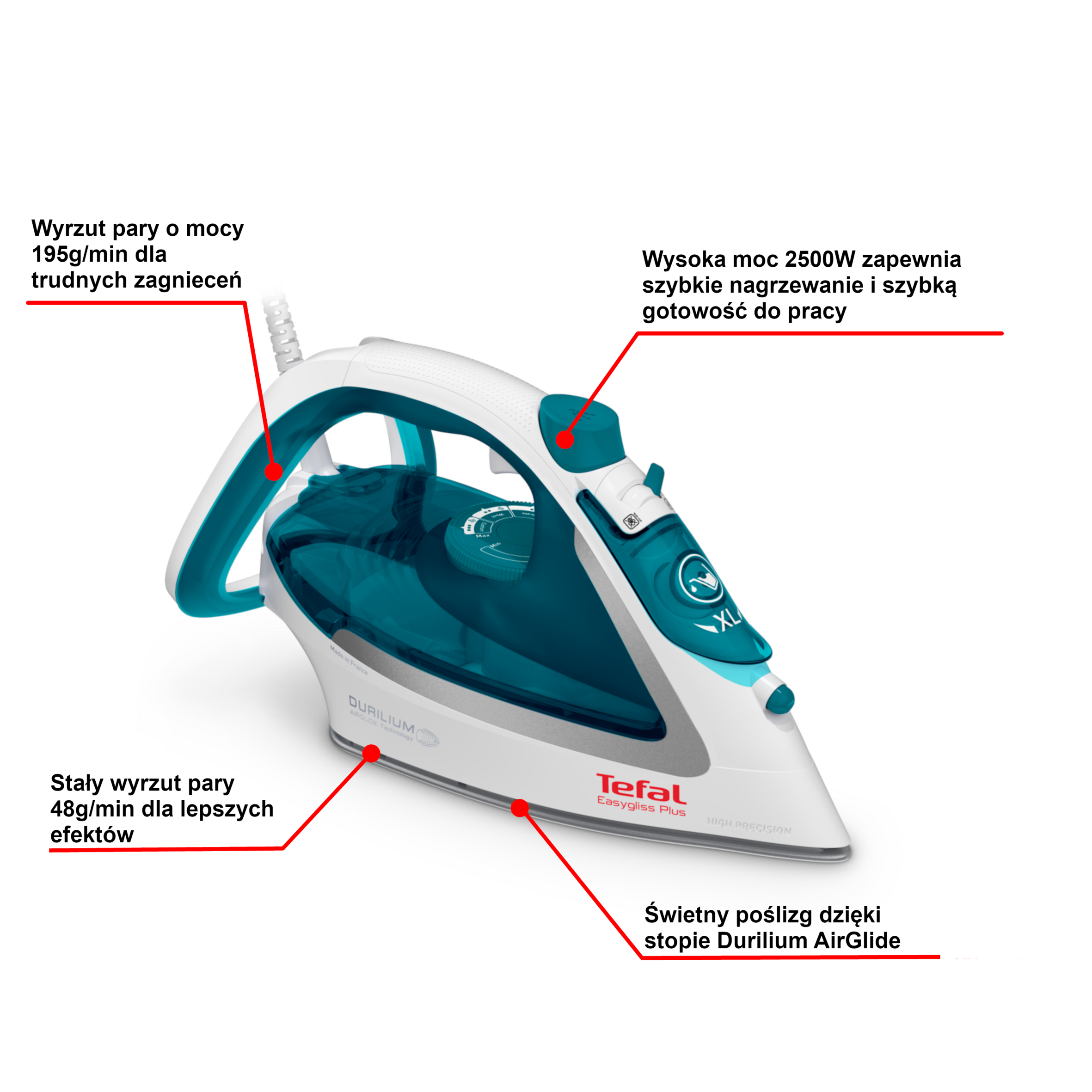 Tefal Easygliss Plus 2, żelazko parowe, automatyczne programy, prasowanie w pionie, wydajne