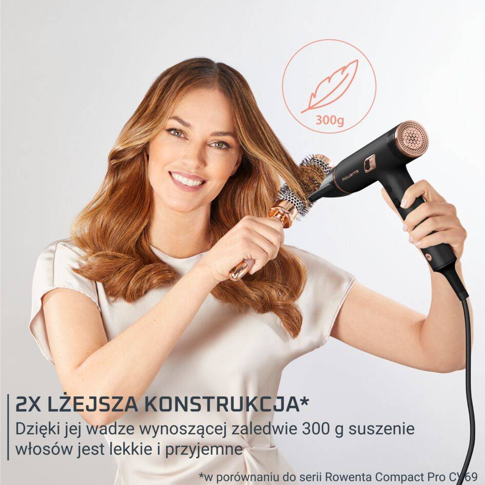 Suszarka do włosów, Rowenta Nano, kompaktowa, jonizacja, 3 poziomy