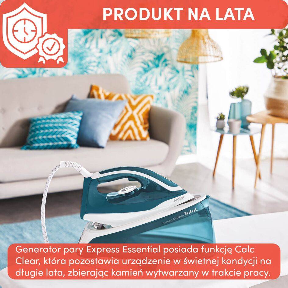 Generator pary, Tefal Express Essential, 120 g/min, 5,2 bar, prasowanie w pionie