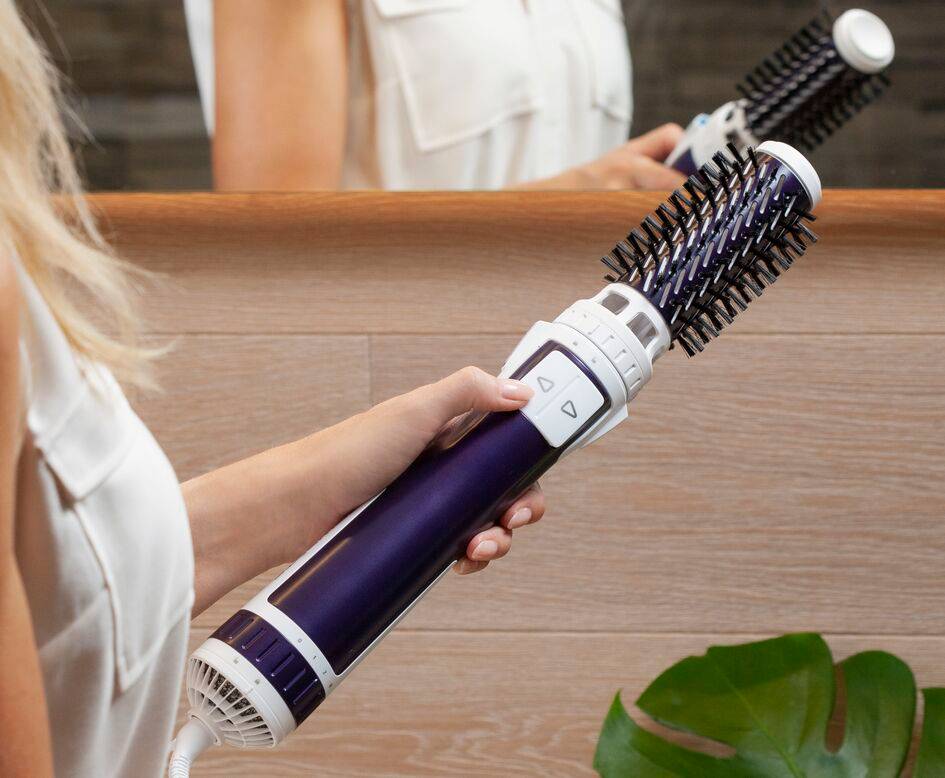 Suszarko-lokówka, Rowenta Brush Activ, fioletowa, obrotowa, ceramiczna