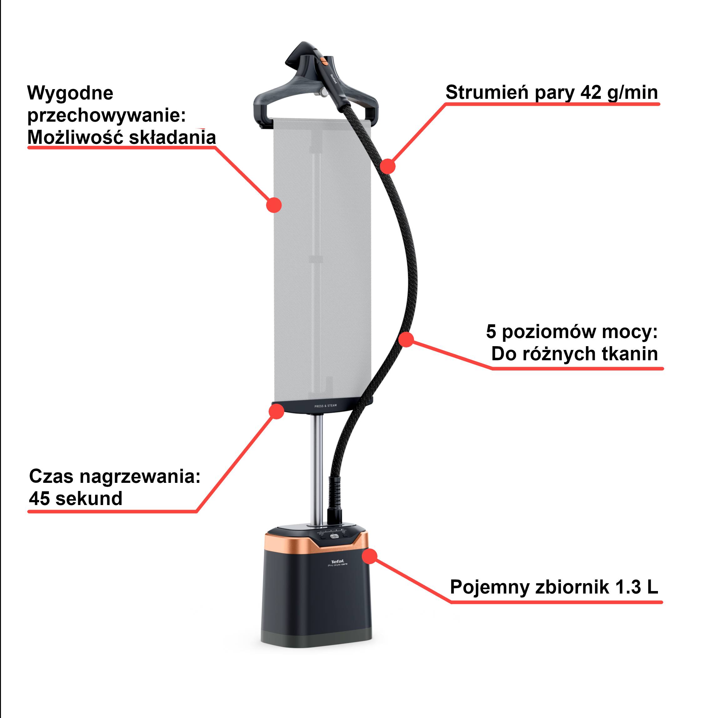 Stacja parowa, Tefal Pro Style, stojąca, 2000 W, 1,3 l