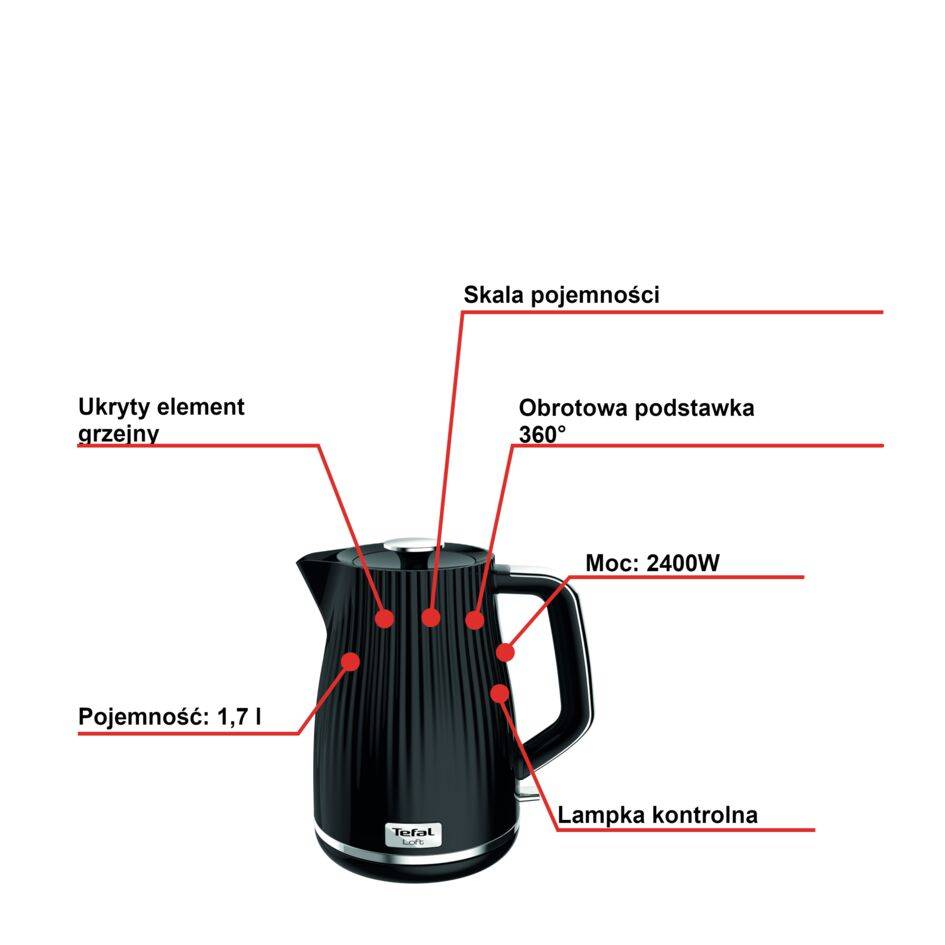 Czajnik elektryczny TEFAL LOFT 1,7l KO250830