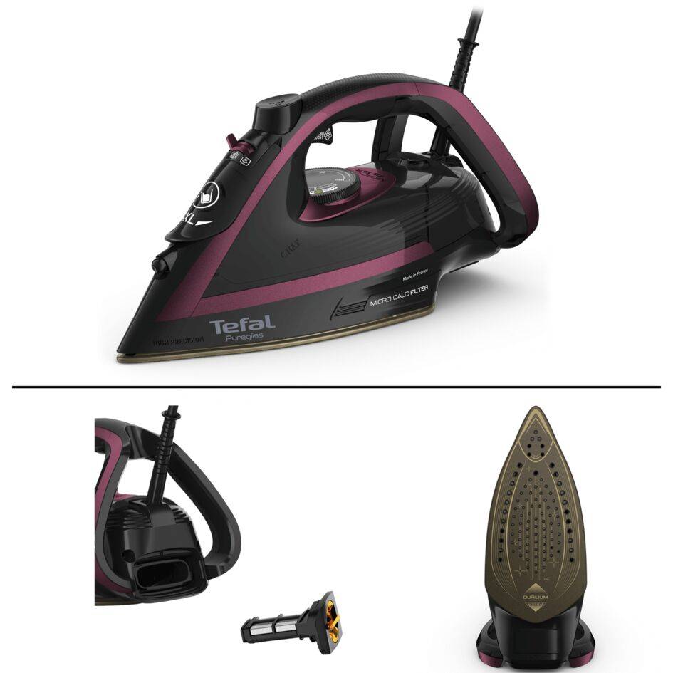 Żelazko parowe, Tefal Puregliss, 3000 W, system antywapienny, strażak