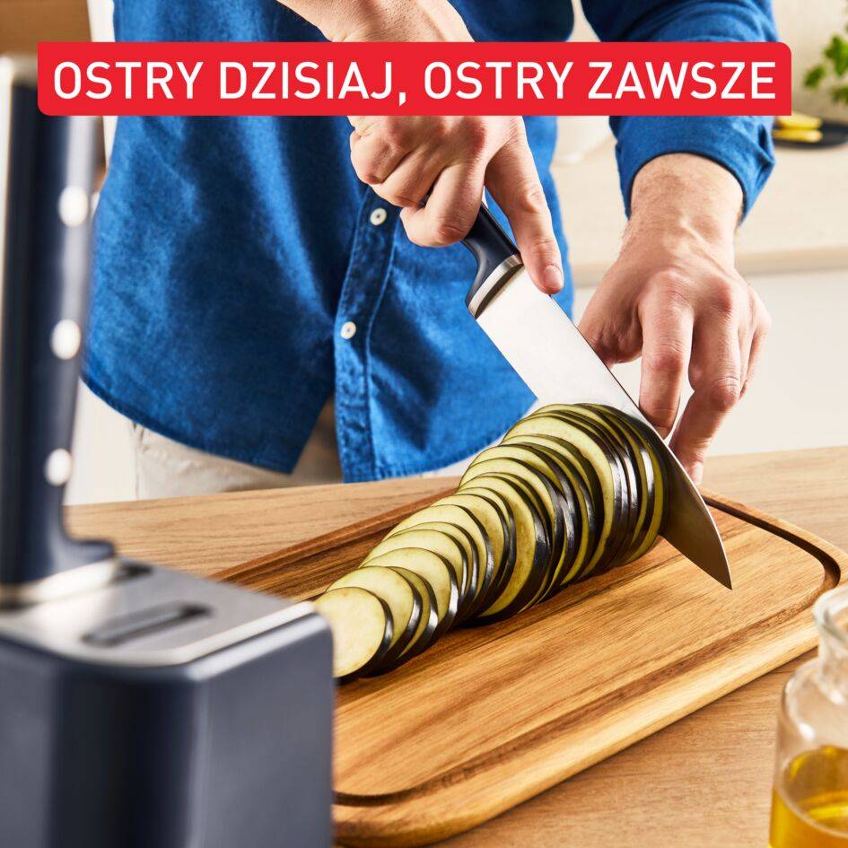 Nóż ze stali nierdzewnej TEFAL EVER SHARP K297S244 + blok + ostrzałka