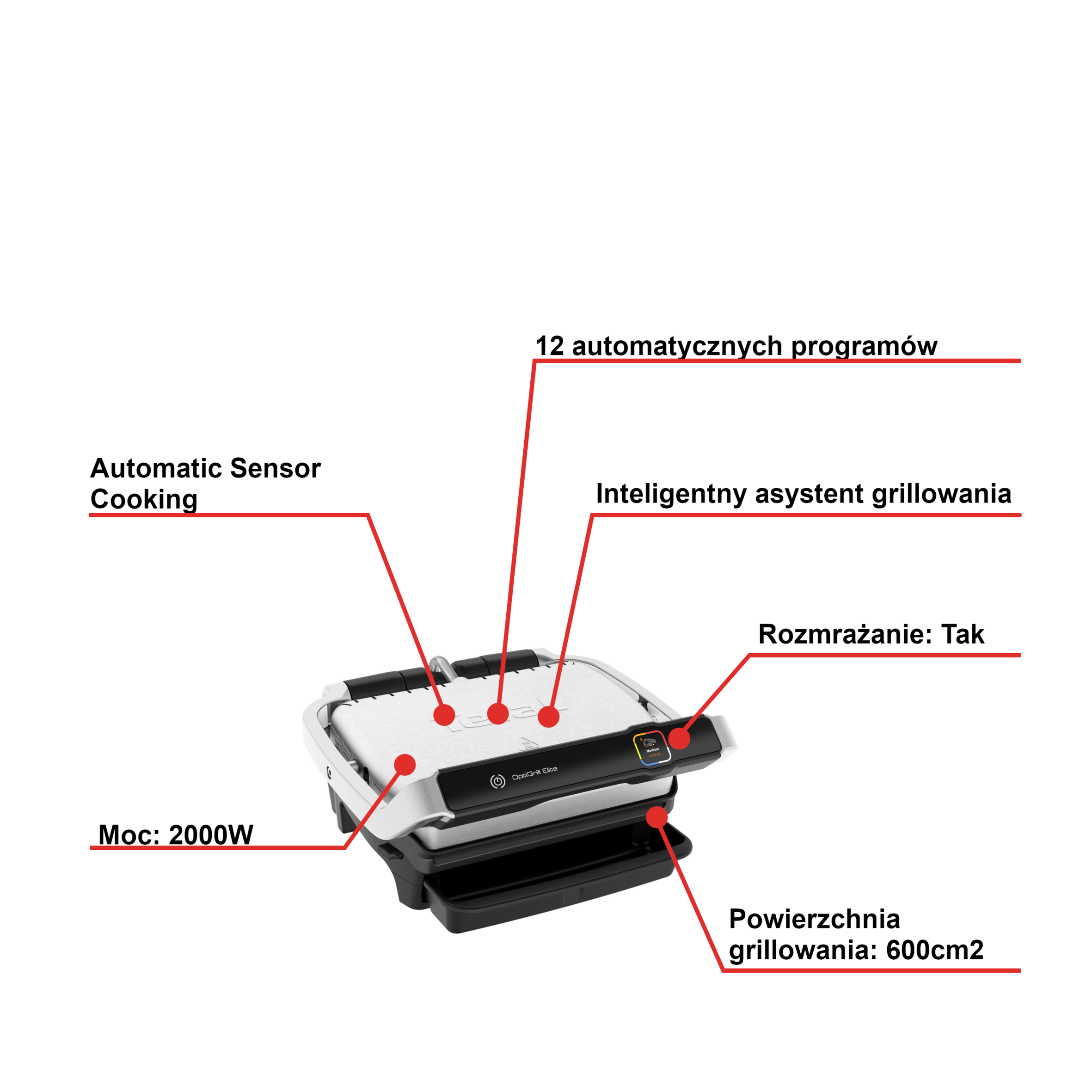 Grill elektryczny TEFAL OPTIGRILL ELITE GC750D