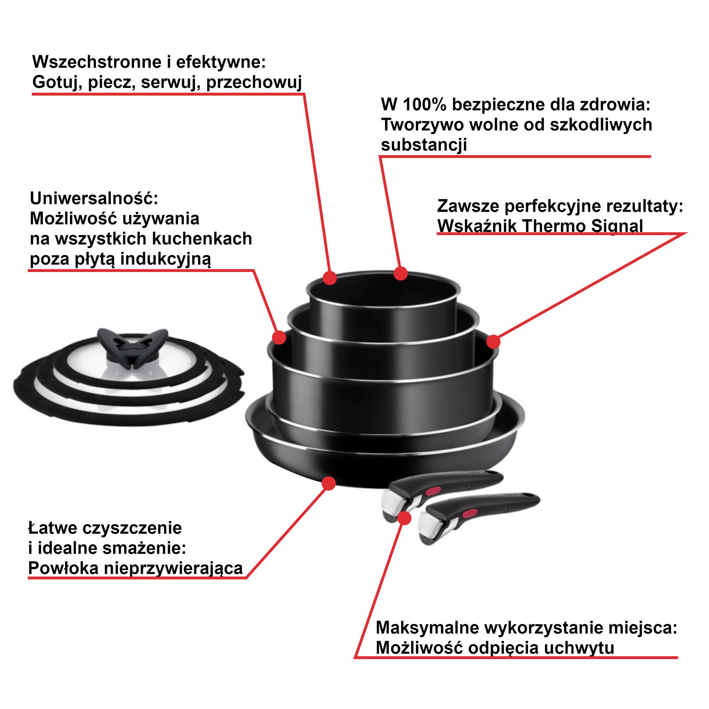 Zestaw garnków i patelni TEFAL INGENIO EASY COOK&CLEAN - 10 elementów