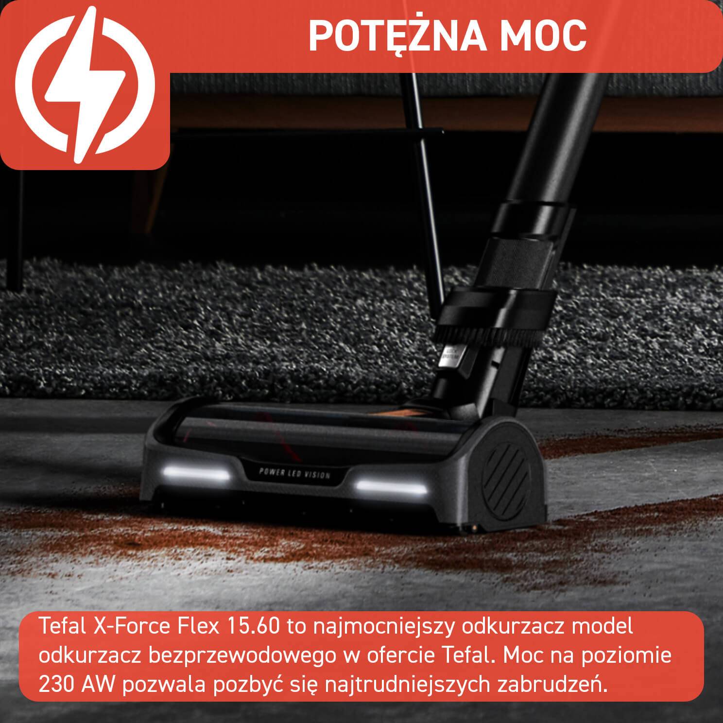 Odkurzacz bezprzewodowy, Tefal X-Force Flex 15.60, 230 AW, 80 min, mopowanie