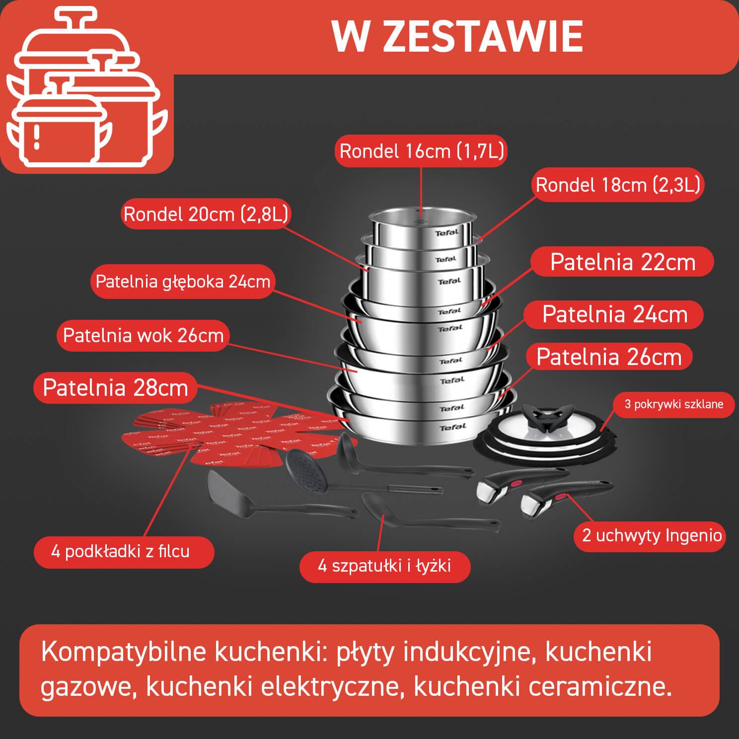 Zestaw patelni i garnków TEFAL INGENIO EMOTION - 22 elementy