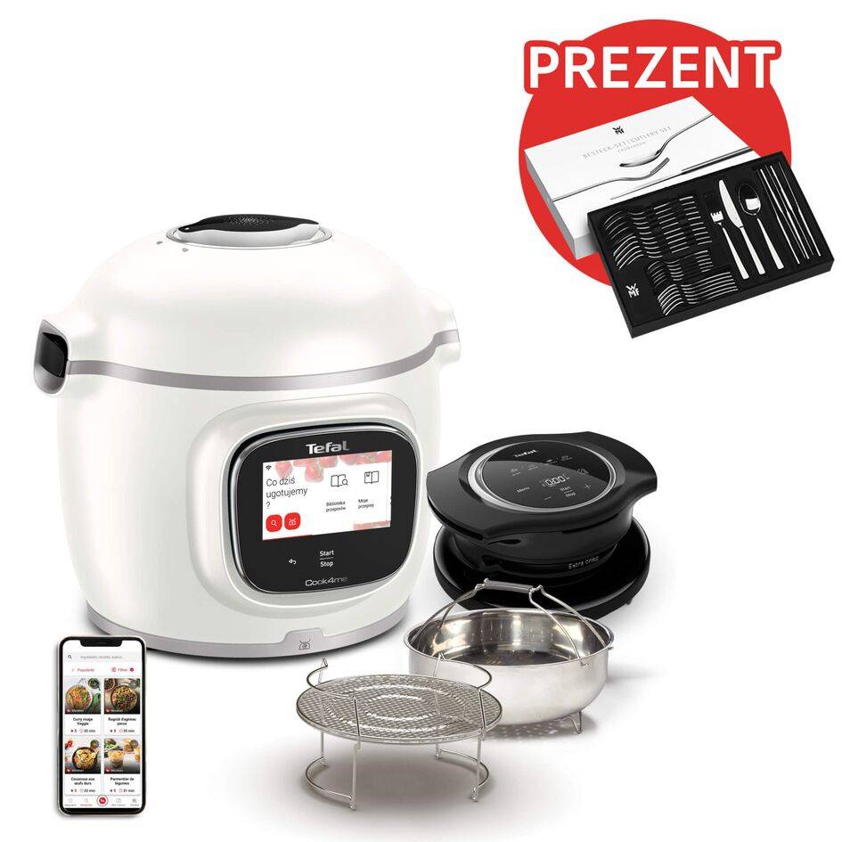 Multicooker TEFAL Cook4me Touch Pro z pokrywą Extra Crisp. Wbudowana waga