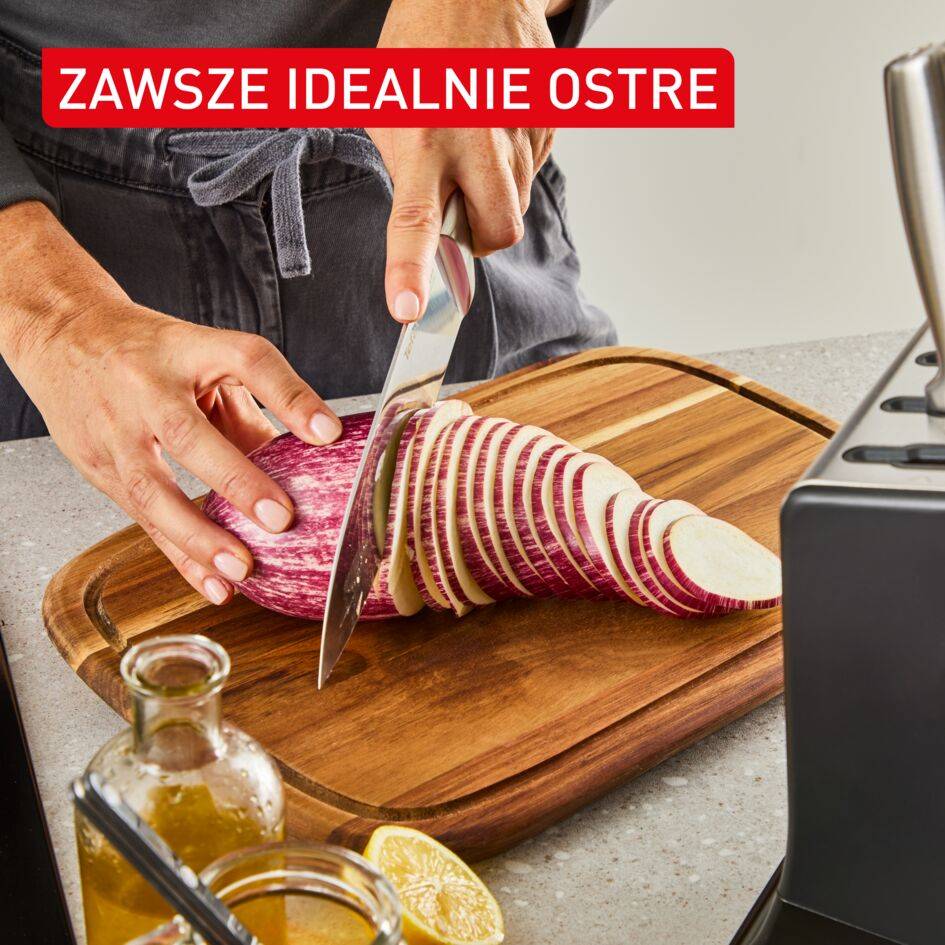 Zestaw noży TEFAL EverSharp Pro 6-elementowy komplet z blokiem i wbudowaną automatyczną ostrzałką