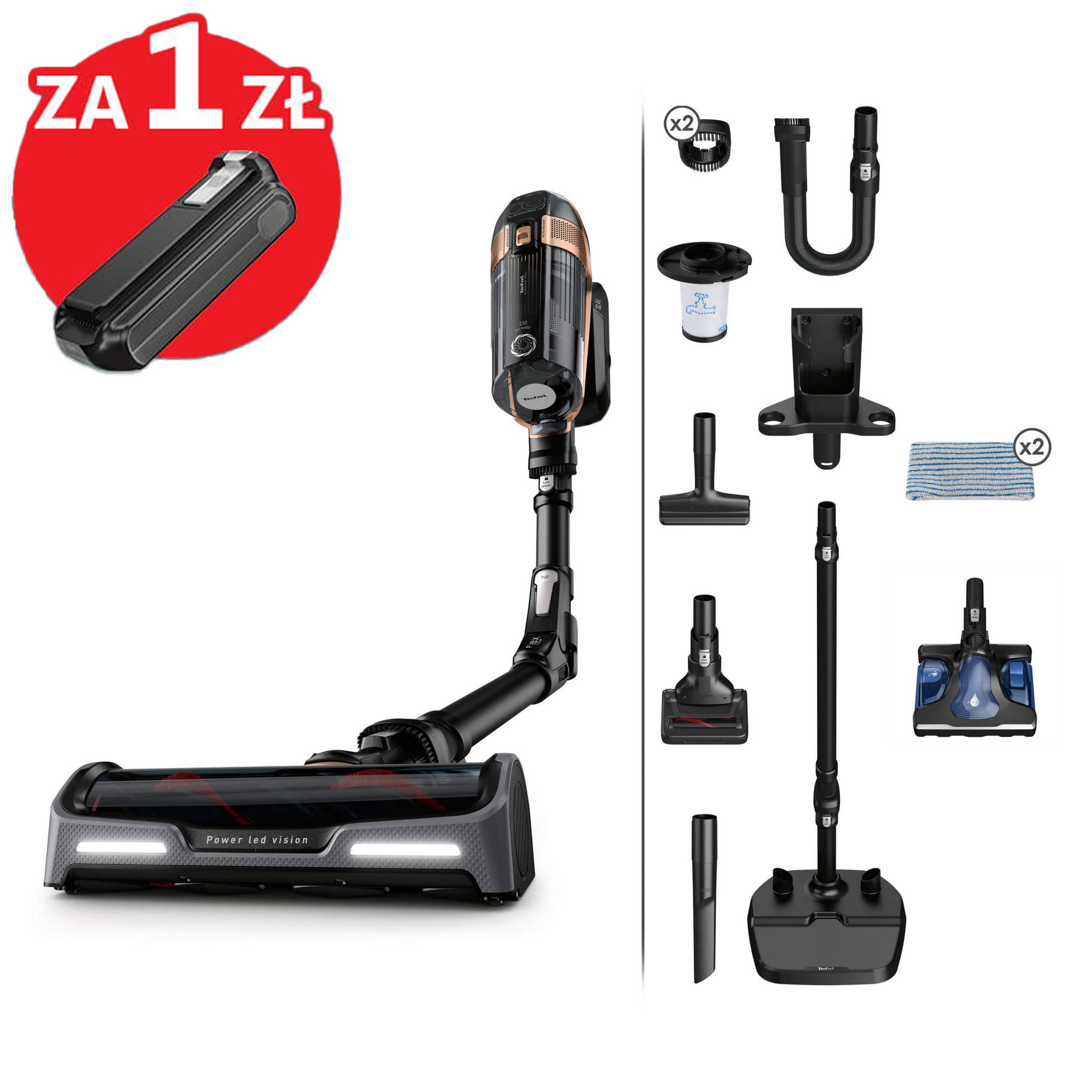 Odkurzacz bezprzewodowy, Tefal X-Force Flex 15.60, 230 AW, 80 min, mopowanie