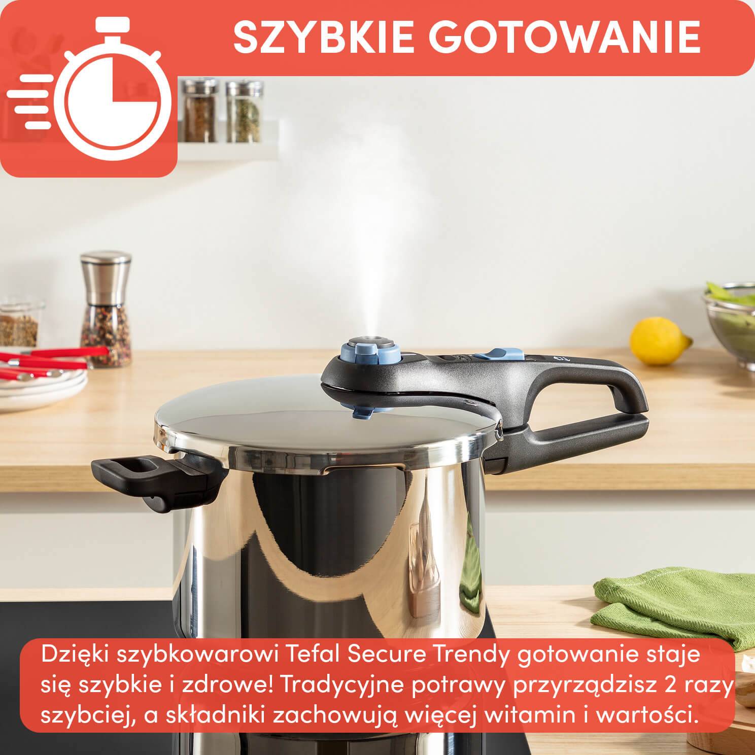 Szybkowar TEFAL SECURE TRENDY 8L + koszyk