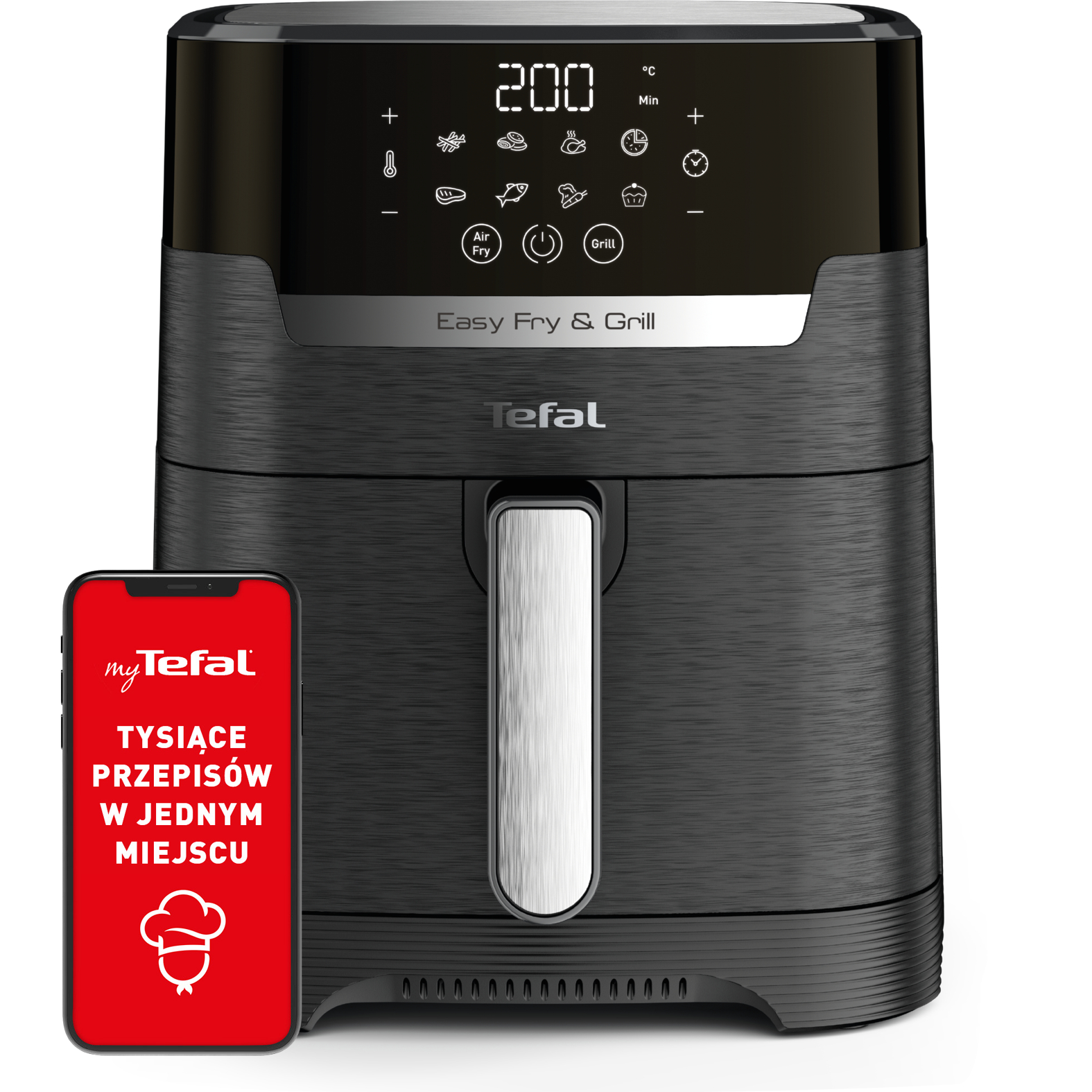Frytkownica beztłuszczowa, Tefal Easy Fry&Grill EY5058, pojemność 4,2 l, funkcja grilla