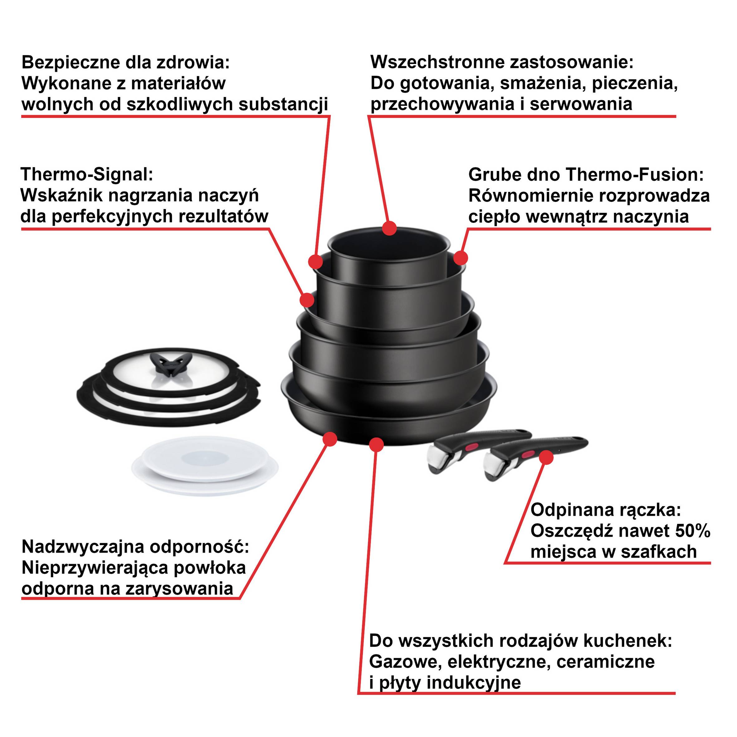 Zestaw patelni i garnków TEFAL INGENIO UNLIMITED - 13 elementów