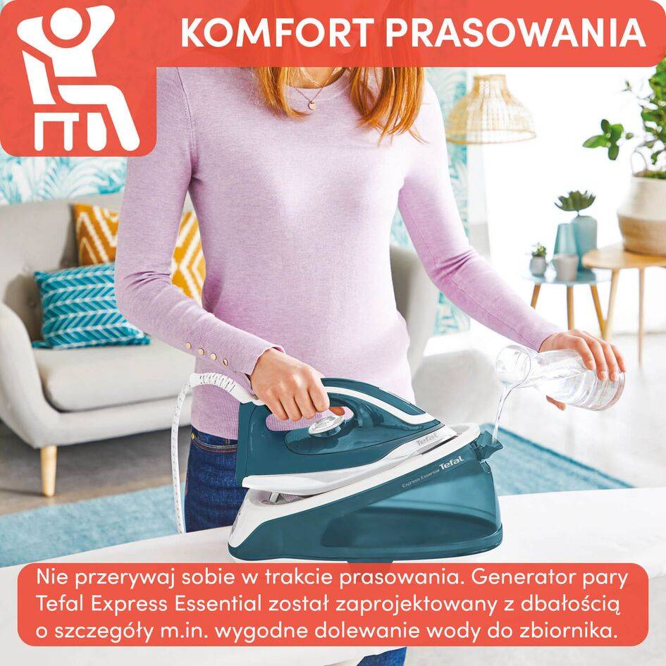 Generator pary, Tefal Express Essential, 120 g/min, 5,2 bar, prasowanie w pionie